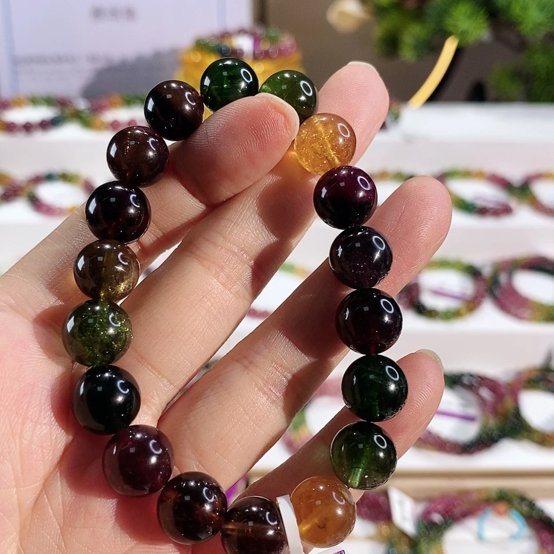 碧玺未镶嵌手串G2278素圈颜色微差