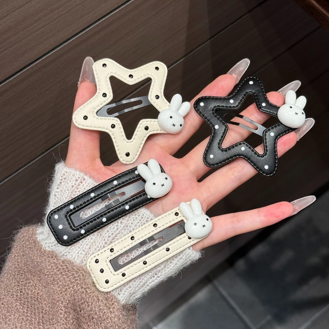 miffy五角星方形发夹ins风百搭波点边夹侧边刘海碎发整理神器发饰