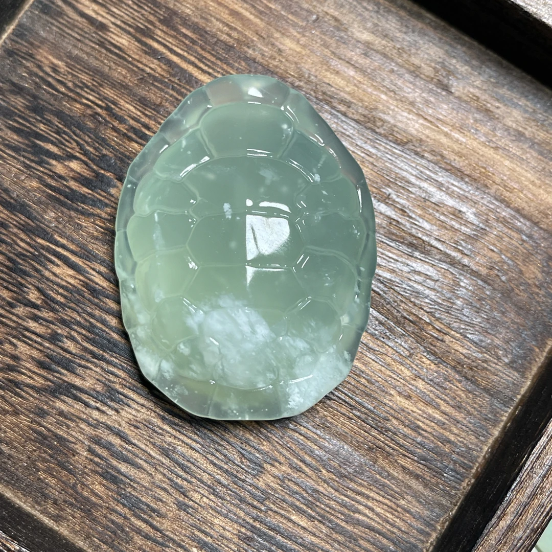 岫玉天青冻料富甲天下龟壳手把件