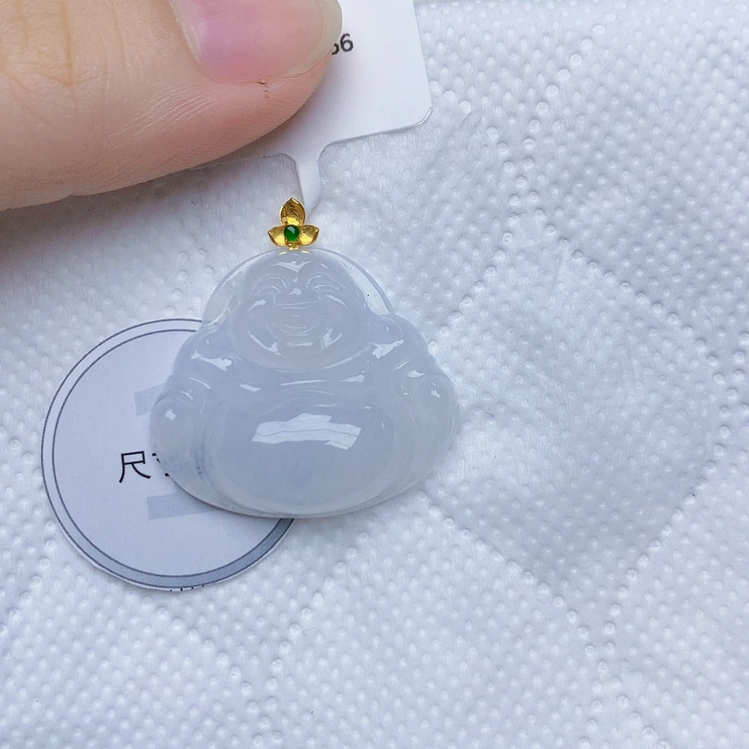 颈饰18K金镶嵌翡翠天然A货翡翠