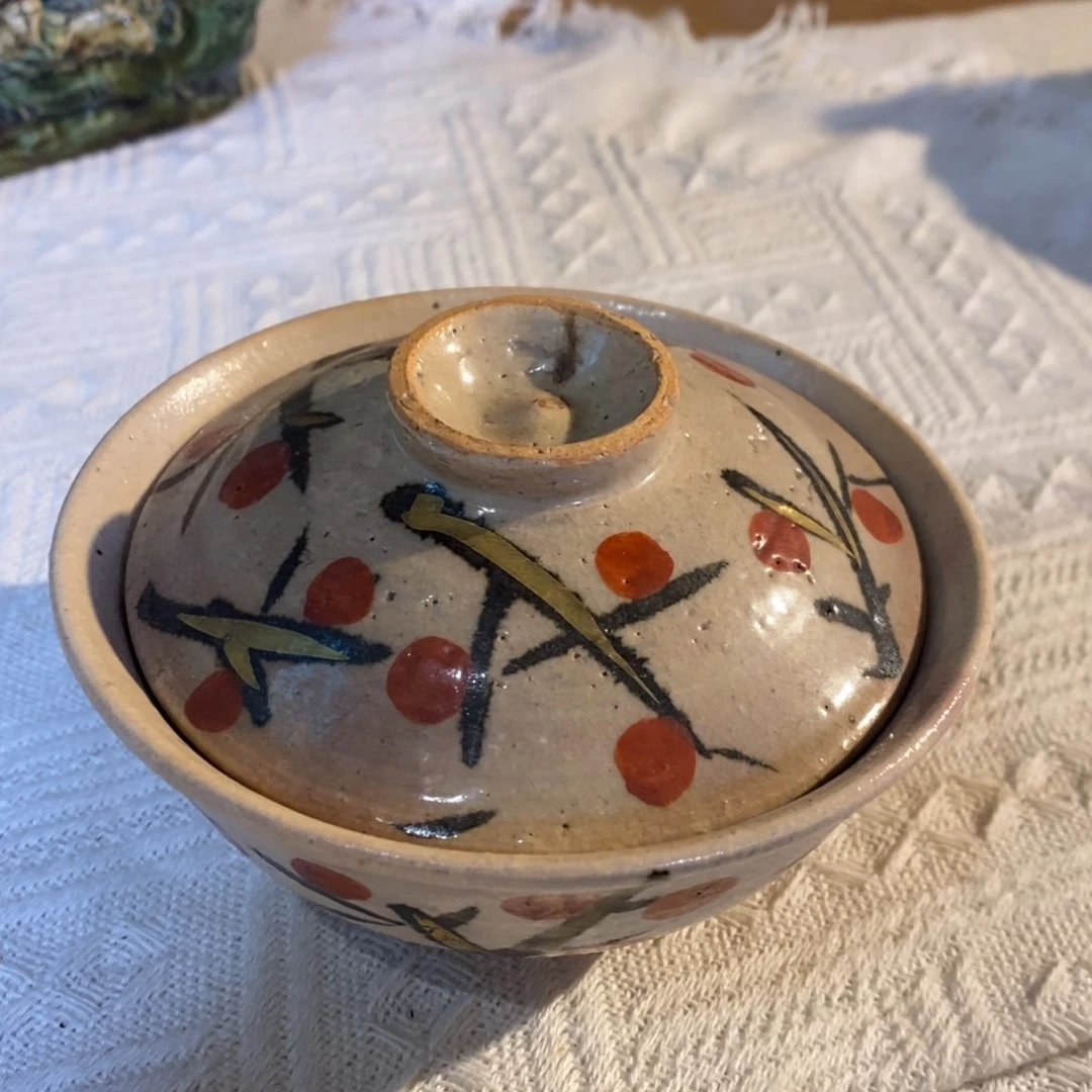 瓷片柴烧梅花盖碗