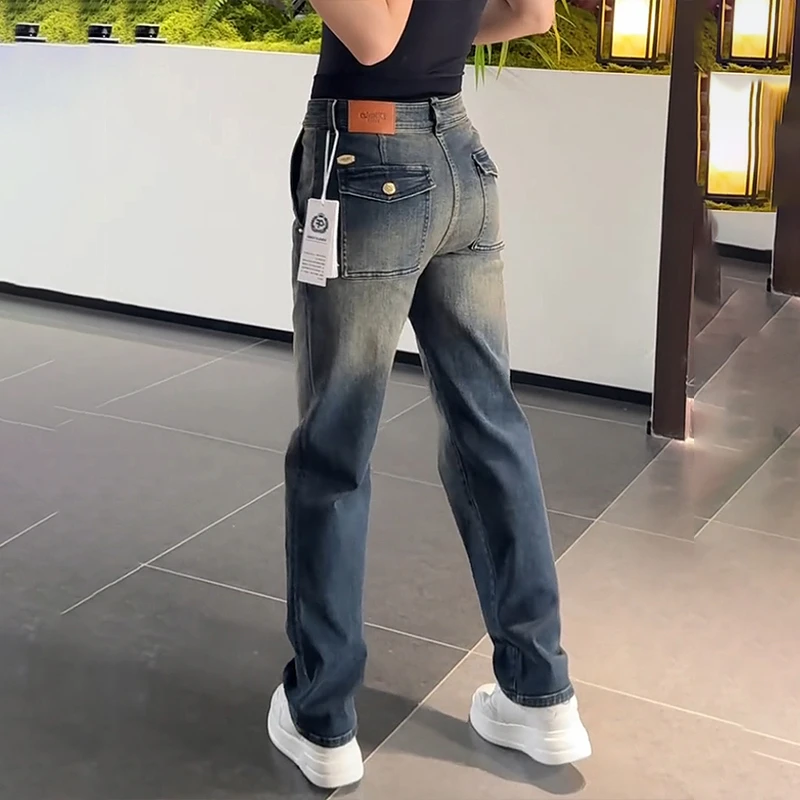 高级感牛仔裤轻奢男装大码潮牌男士直筒设计感百搭潮时尚休闲长裤