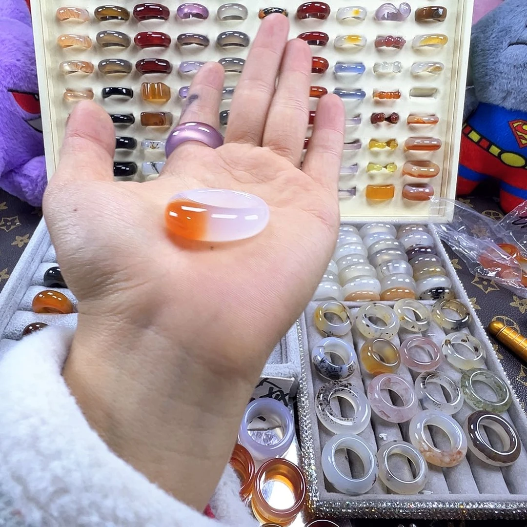 小***枫玛瑙/玉髓未镶嵌戒指A27不退换20.5港25