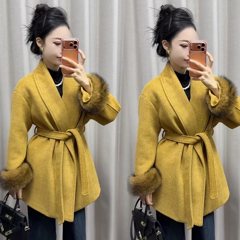 2025秋冬新款时尚显瘦气质网红高档洋气女高级百搭宽松毛呢外套潮