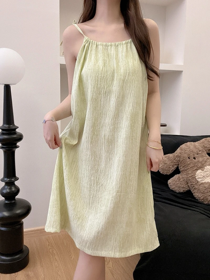 带胸垫韩版甜美云朵棉家居睡裙无袖吊带夏季女士性感
