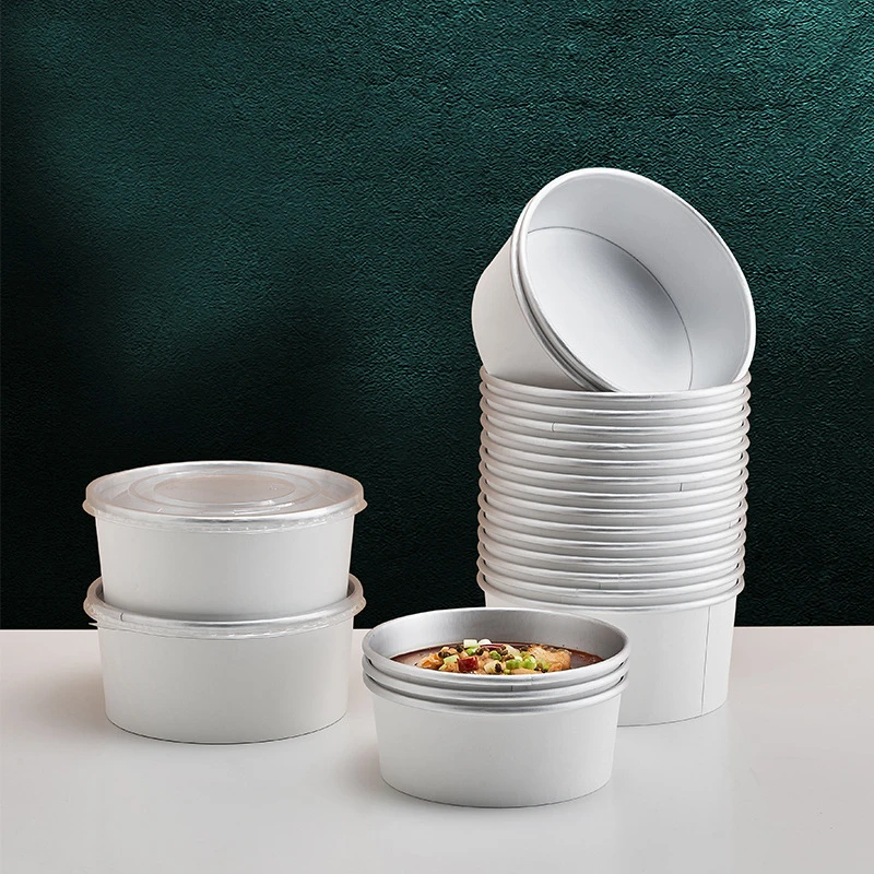 一次性金箔铝箔纸碗商用外卖打包盒纸碗锡箔圆形带盖麻辣烫餐盒