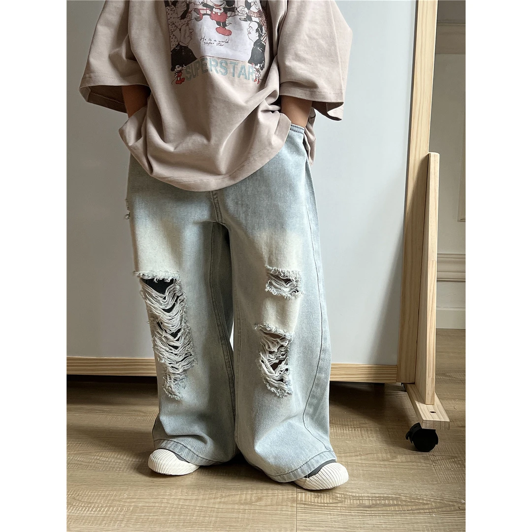 宽松休闲洋气百搭儿童牛仔裤韩版直筒外穿夏装春秋装2025秋新款中