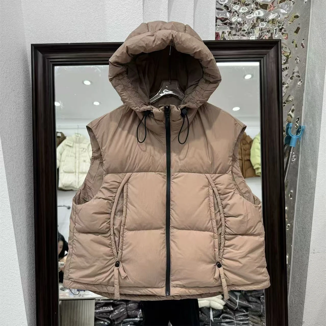 韩版连帽加厚宽松休闲羽绒马甲4891
