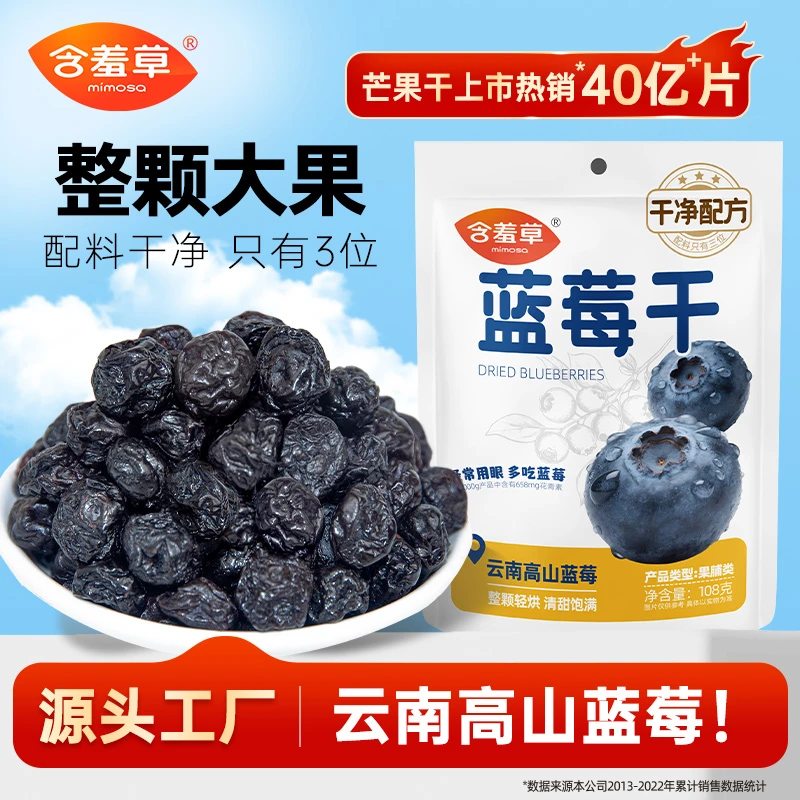 含羞草云南高山蓝莓干独立包装大颗粒果脯网红小零食酸甜可口zb