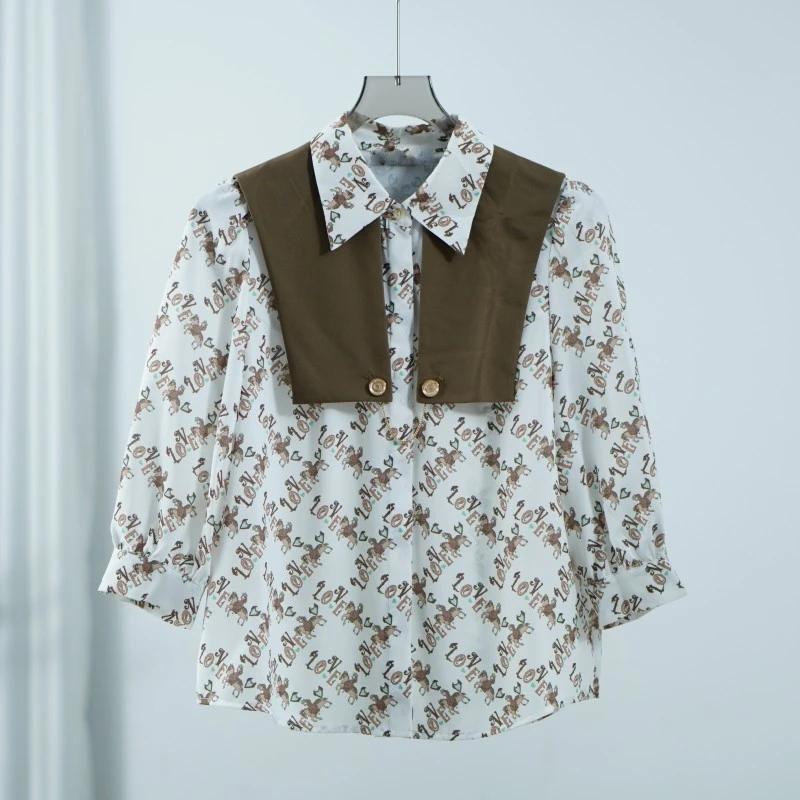 【三C・伊】E081-1  女装时尚春款披肩衬衫咖色Y22320108C10