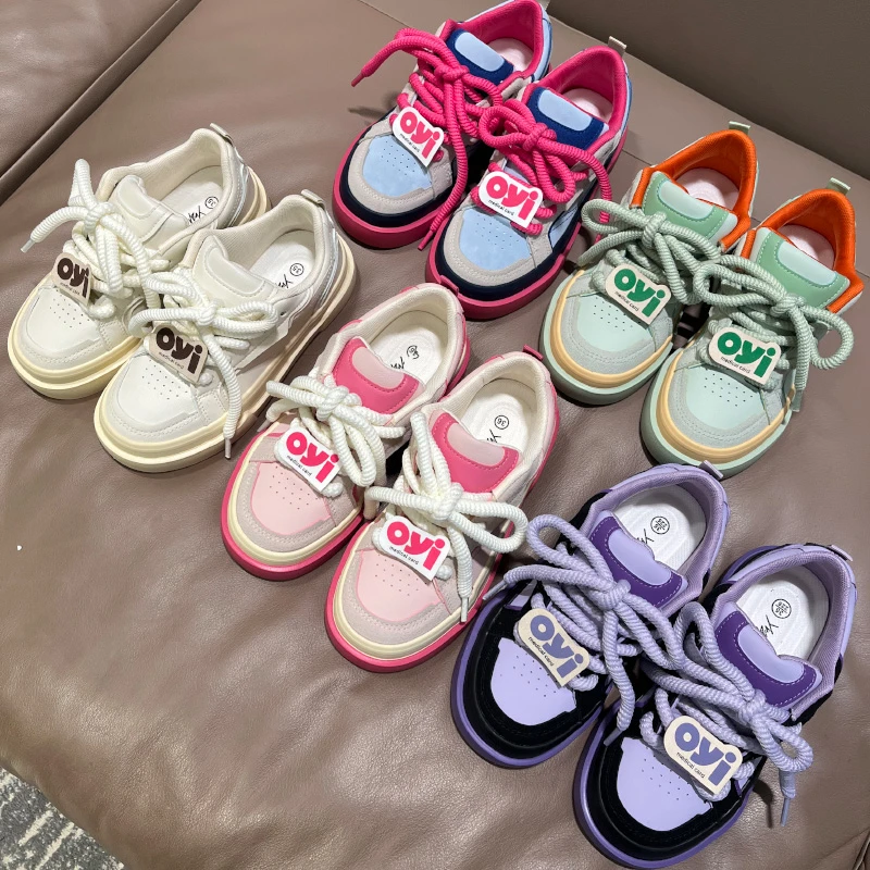 35-43码秋季新款皮面小白鞋女百搭多巴胺休闲鞋板鞋41-42大码女鞋