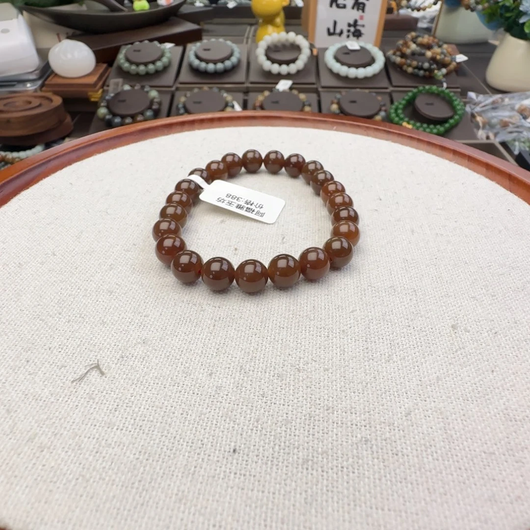 和田玉未镶嵌手链卡8且末金山老红糖，21