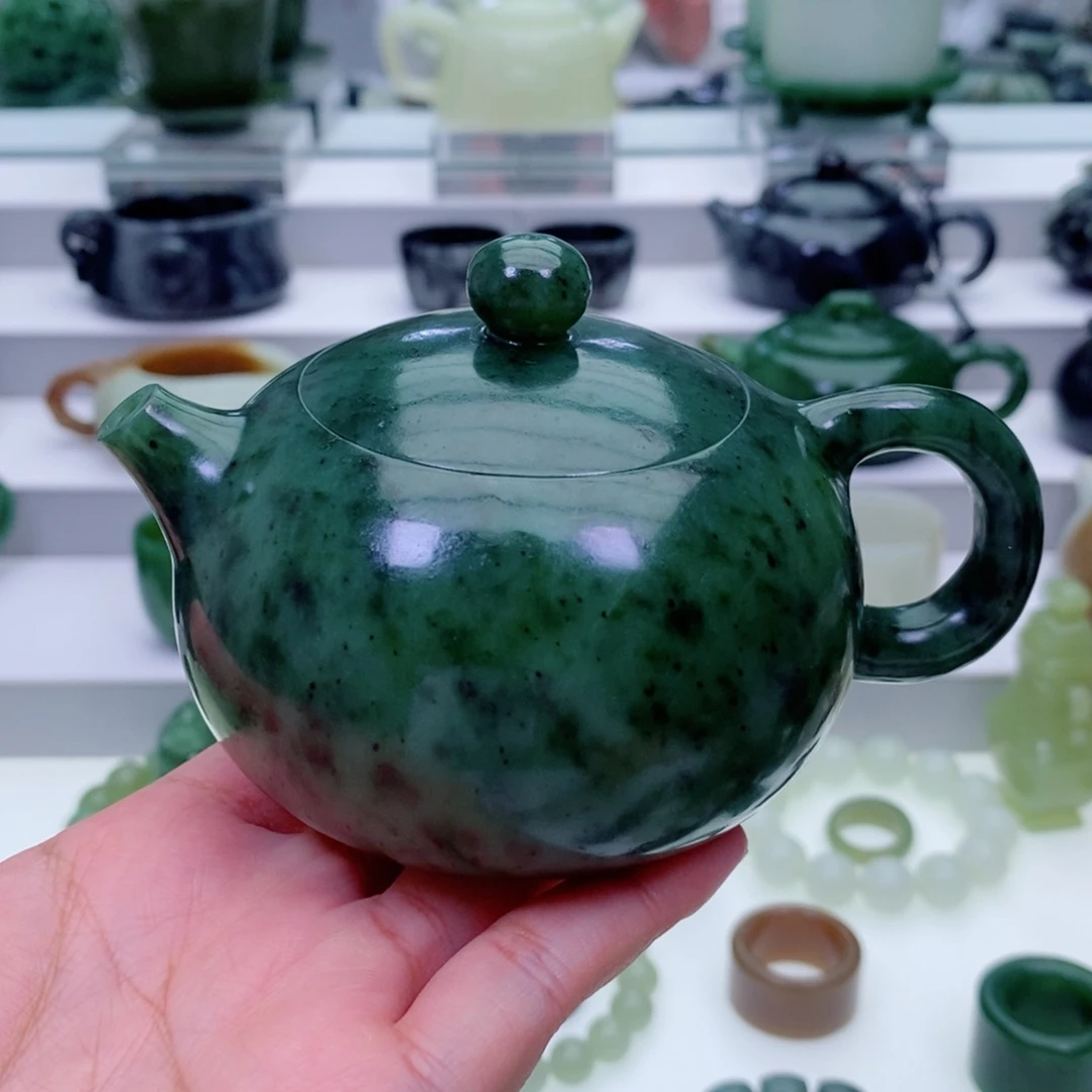 和田玉未镶嵌摆件茶壶