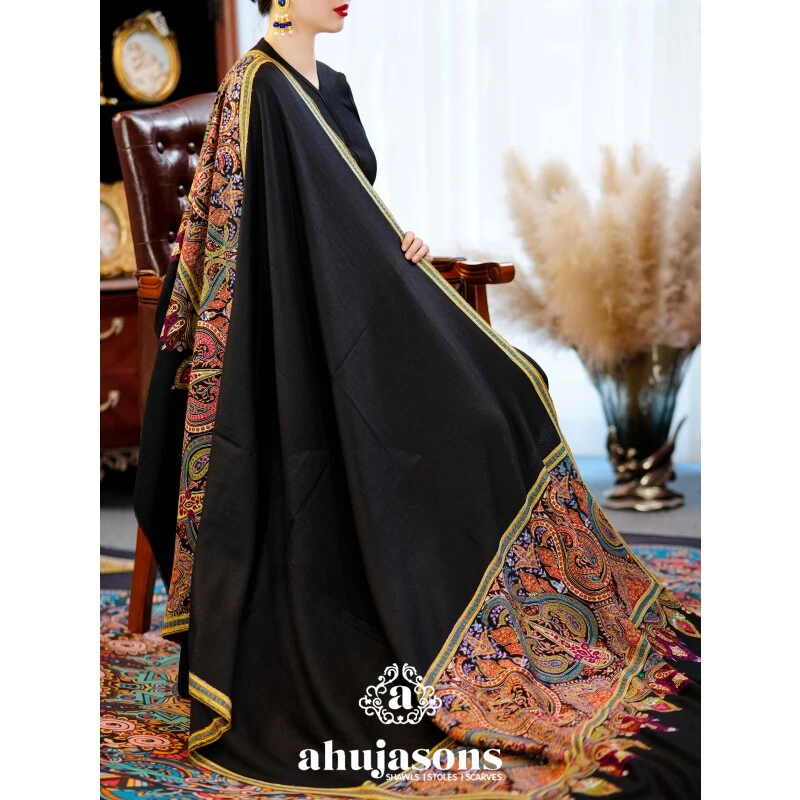 克什米尔pashmina披肩围巾宽边绣 100*200 AS01595923