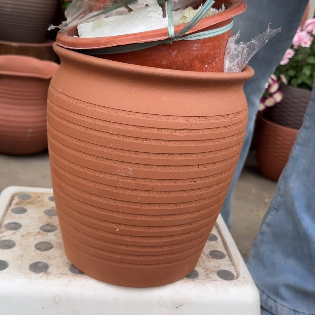 紫砂花盆口20高25宜兴土陶瑕疵炸底