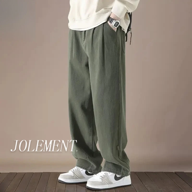 JOLIMENT美式休闲裤男士宽松直筒阔腿裤秋季新款潮牌纯棉长裤子男