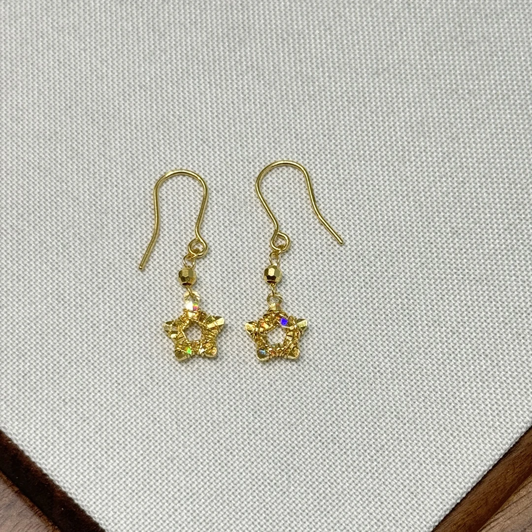 E【幻彩星星耳钩】-足金999精工5G耳饰
