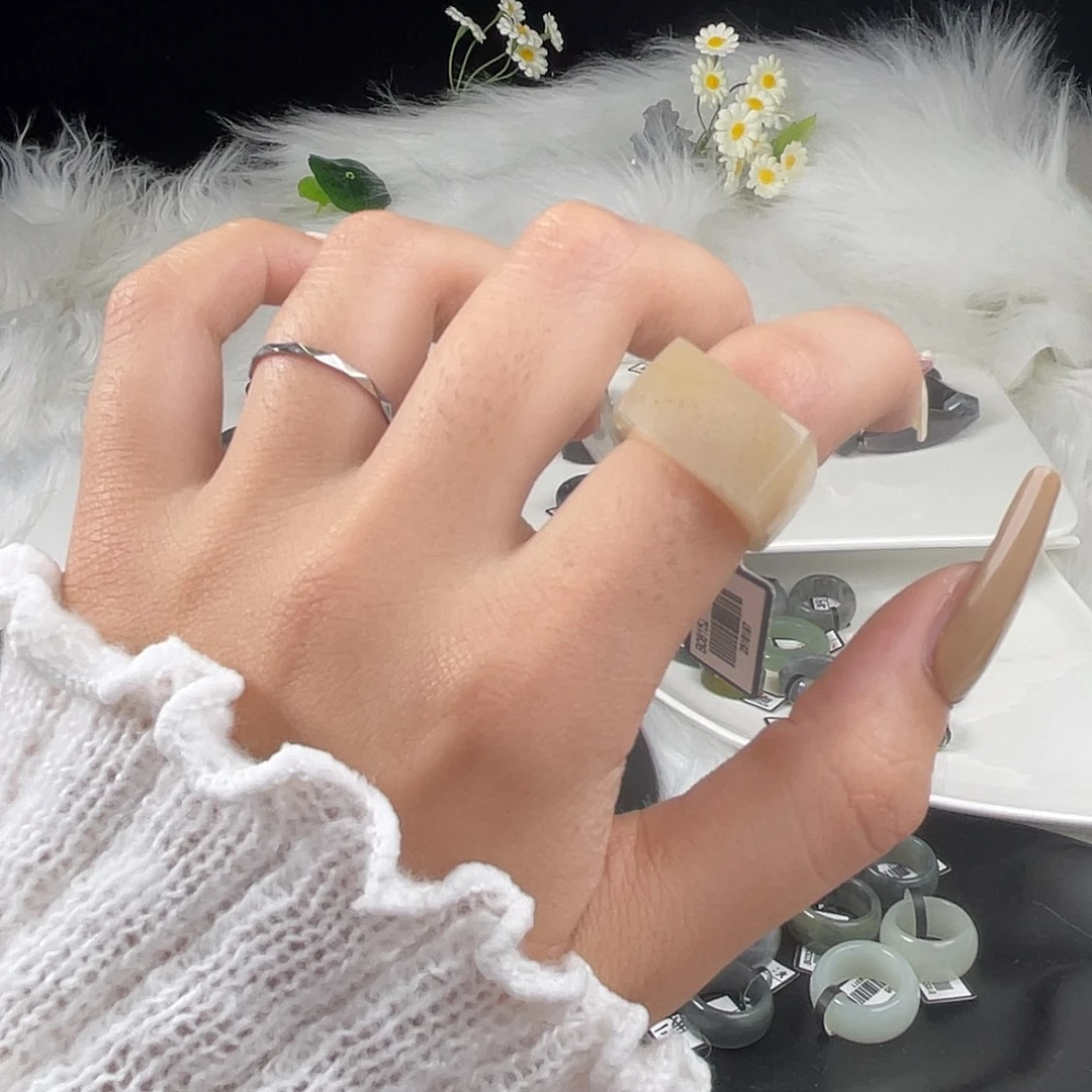 和田玉未镶嵌戒指U55桂花糖马鞍17.6mm