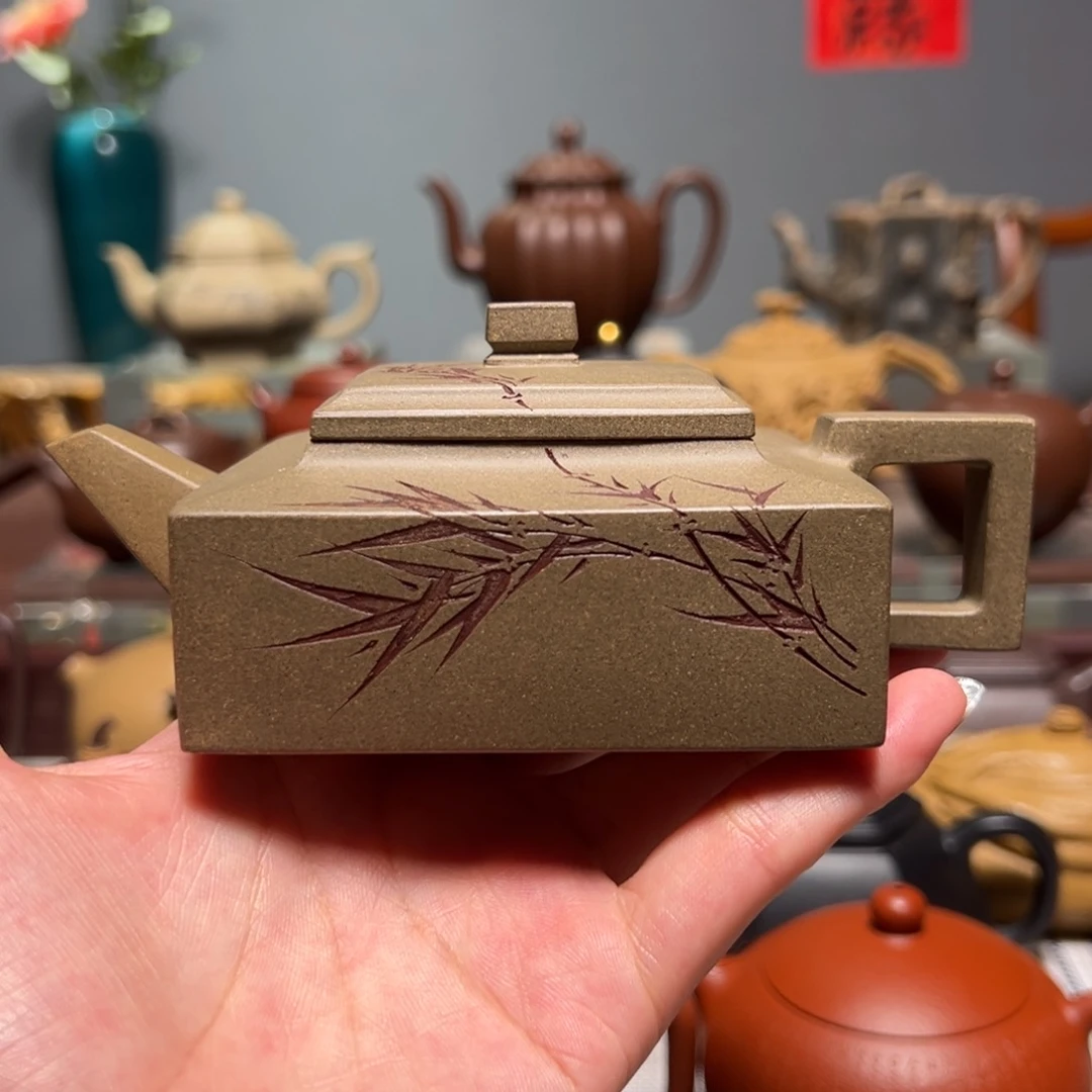 茶壶紫砂全手工四方壶青段200cc