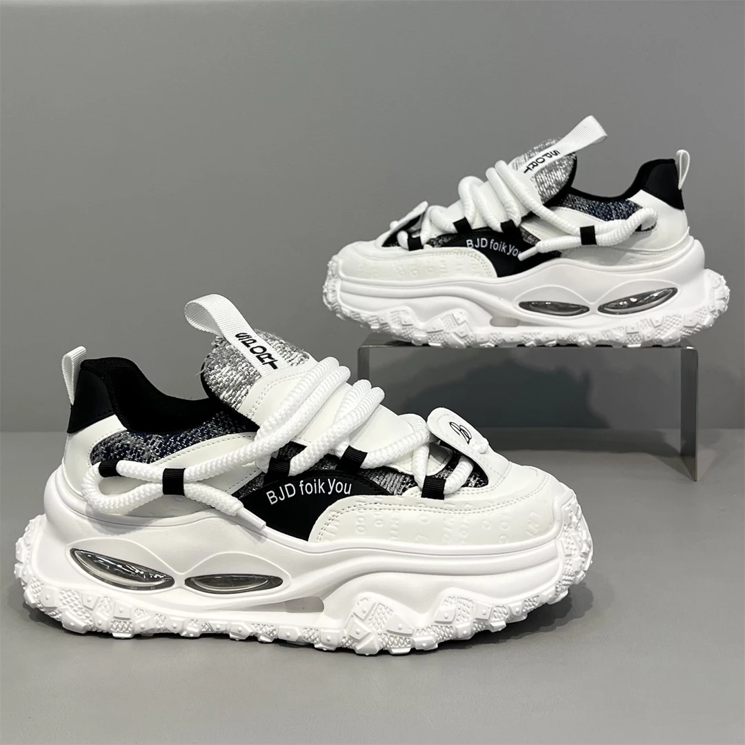 小众潮牌老爹鞋气垫男鞋秋季新款舒适透气皮面设计款运动休闲潮鞋