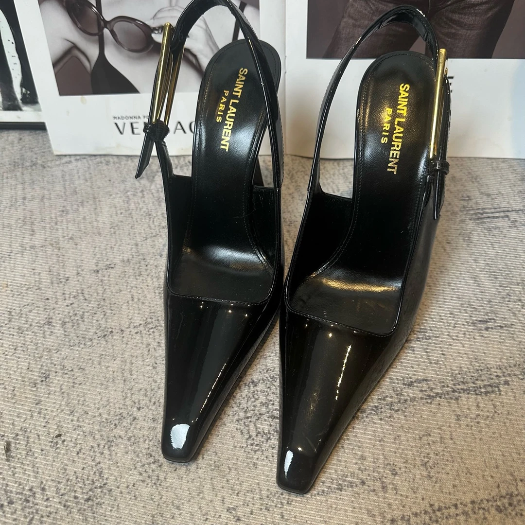 99新 YSL/圣罗兰 葡萄籽奢潮/尖头高跟皮鞋/38码