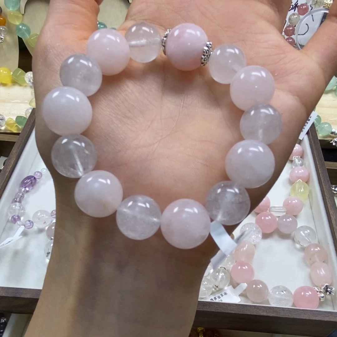 水晶手串银S925镀金镶嵌有瑕福利款天然水晶