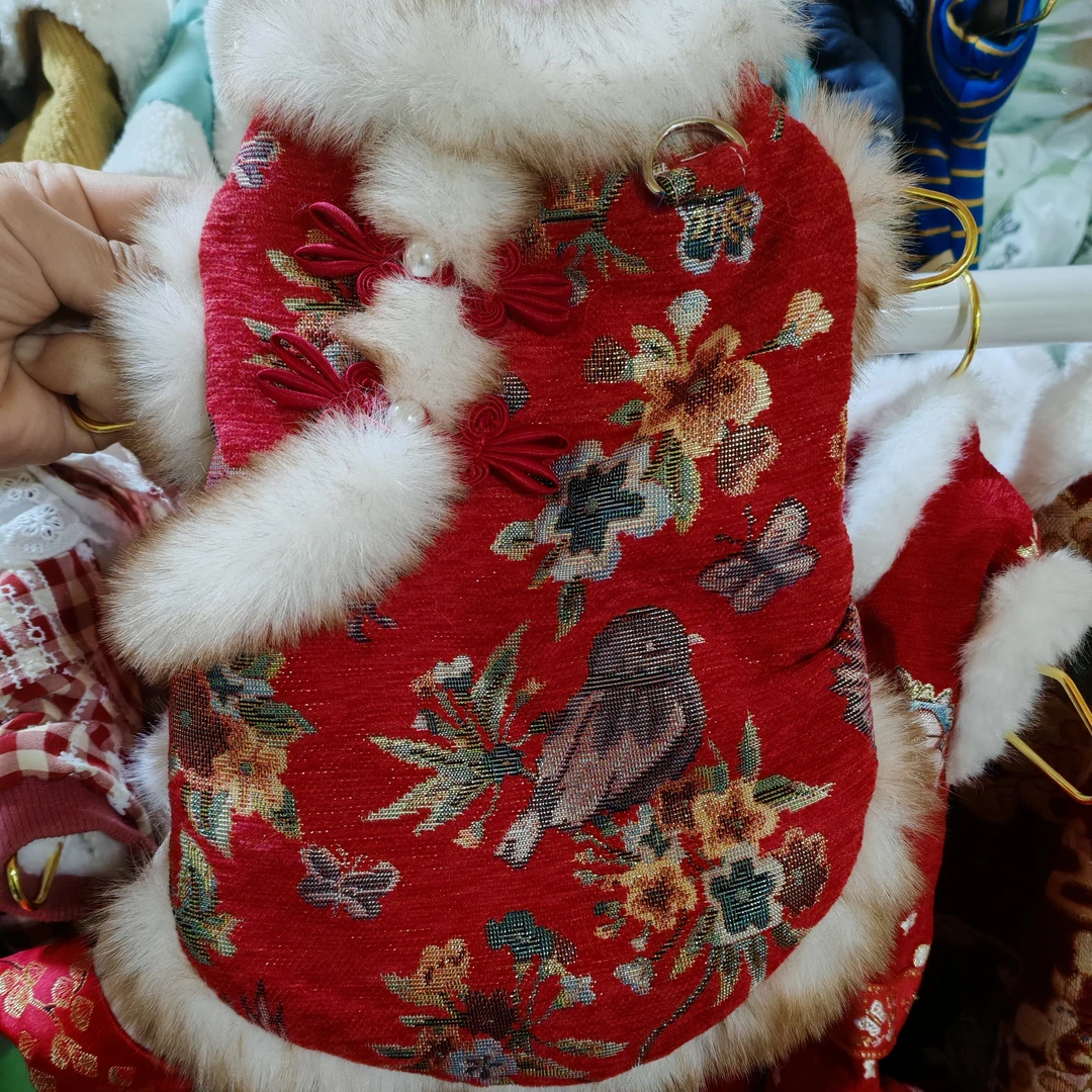 秋冬狗狗衣服新年喜庆保暖马甲棉衣加厚猫咪衣服宠物国风唐装