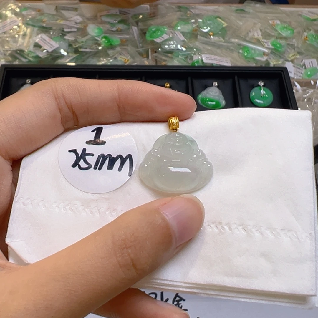 吊坠(不含链)18K金镶嵌翡翠