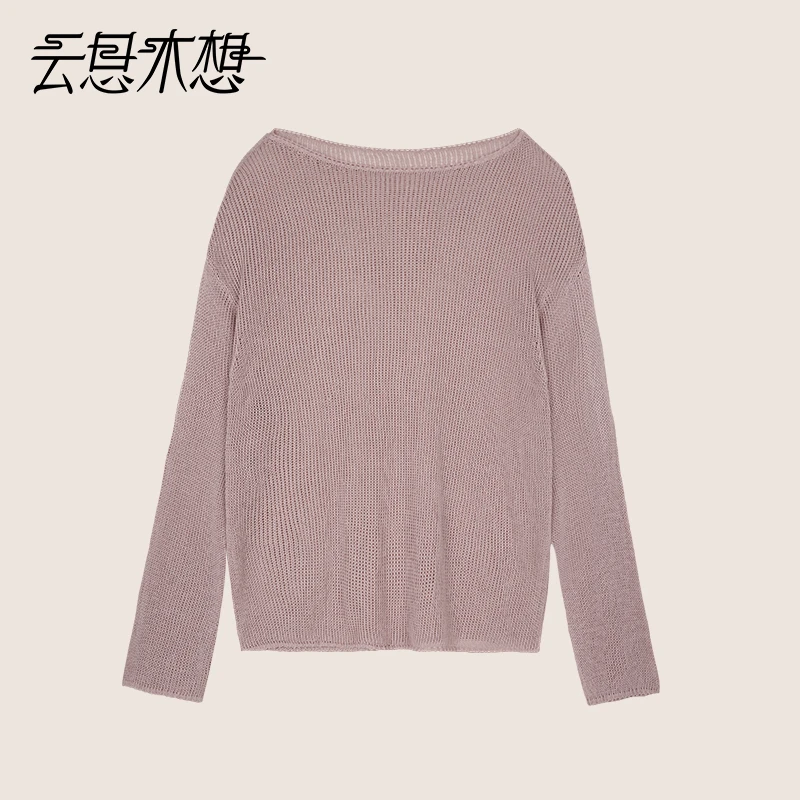 Ysimo-X云思木想2024早秋新款圆领百搭纯色长袖毛针织衫12278
