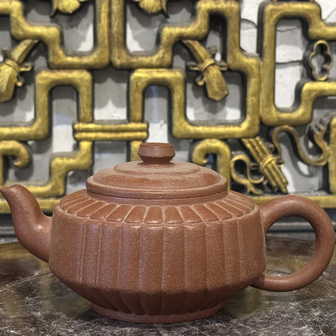 原矿段老紫泥筋纹紫砂茶壶