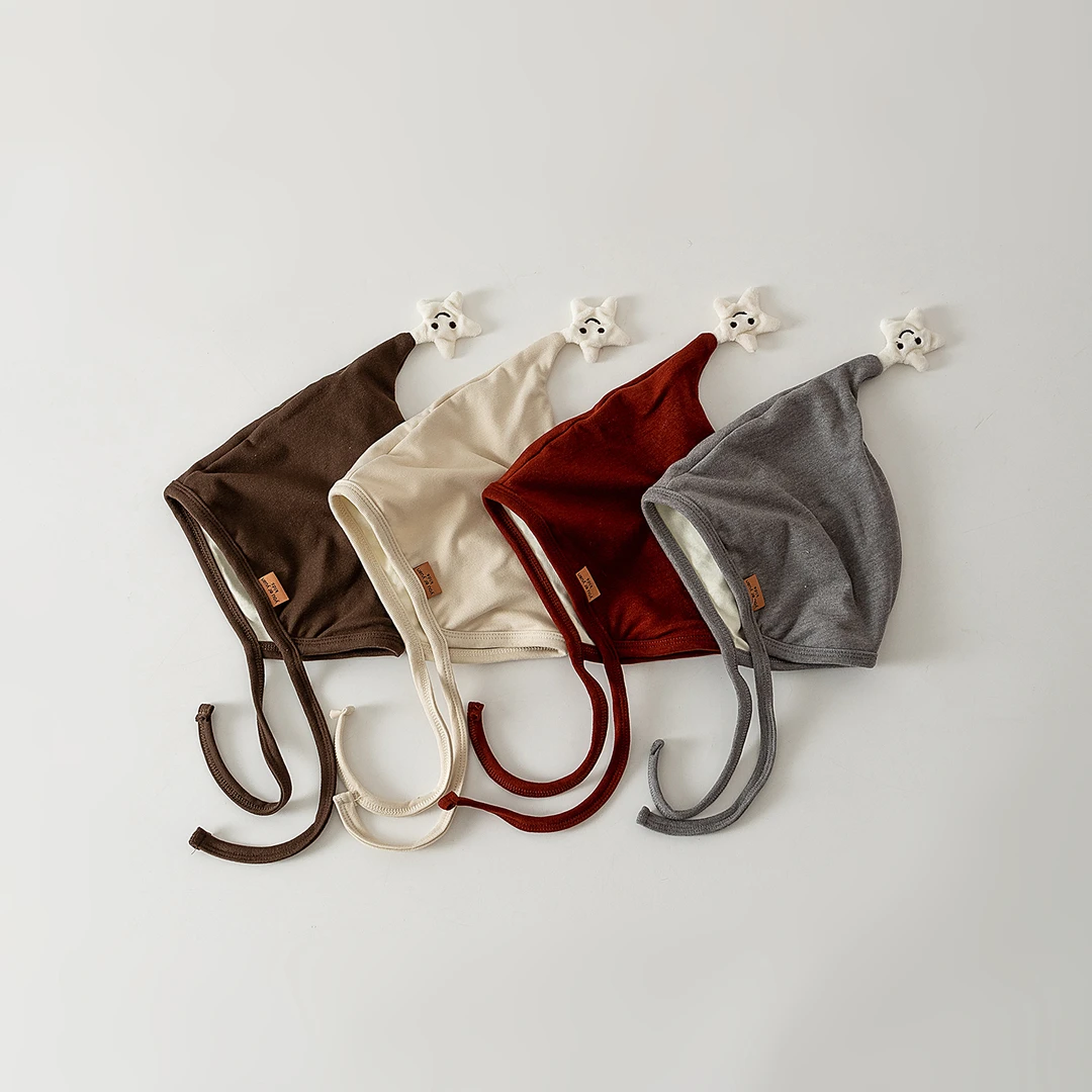 可爱卡通婴儿帽子春秋季护耳帽宝宝可爱尖尖帽小月龄囟门秋冬胎帽