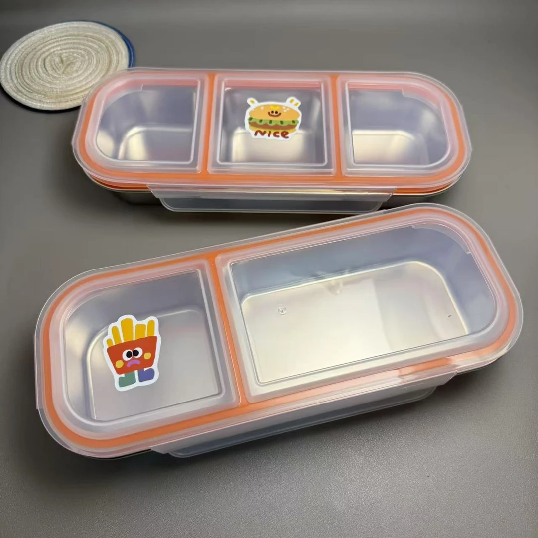 番薯厨房304不锈钢简约卡通风饭盒便当盒餐盒带盖创意