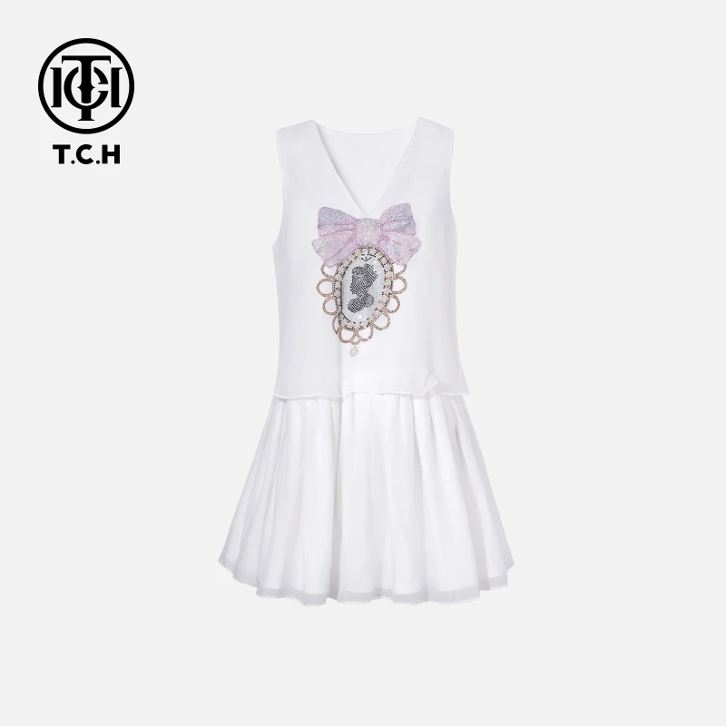 TCH私服烫钻工艺新时尚淑女百搭新潮流连衣裙T75B30E5181轻奢tch