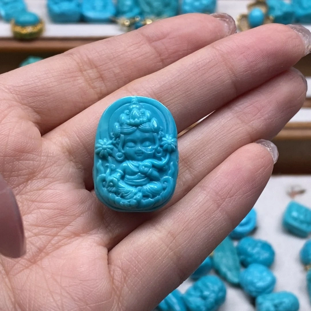 绿松石颈饰18K金镶嵌兜*难