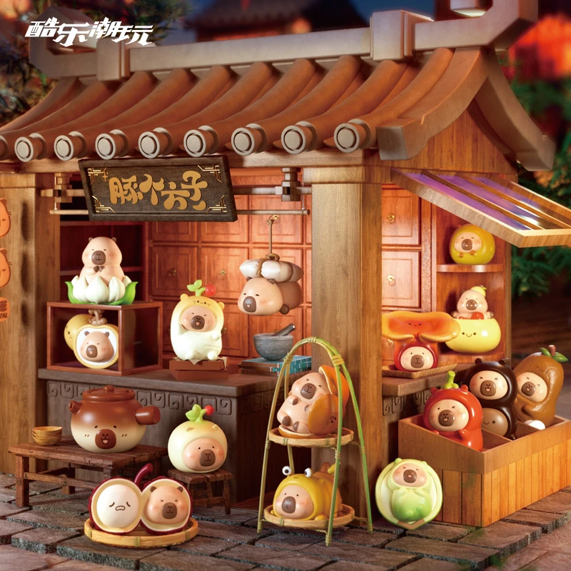 酷乐潮玩豚豚崽养生系列豚个方子萌粒卡皮巴拉潮玩盲盒摆件萌物