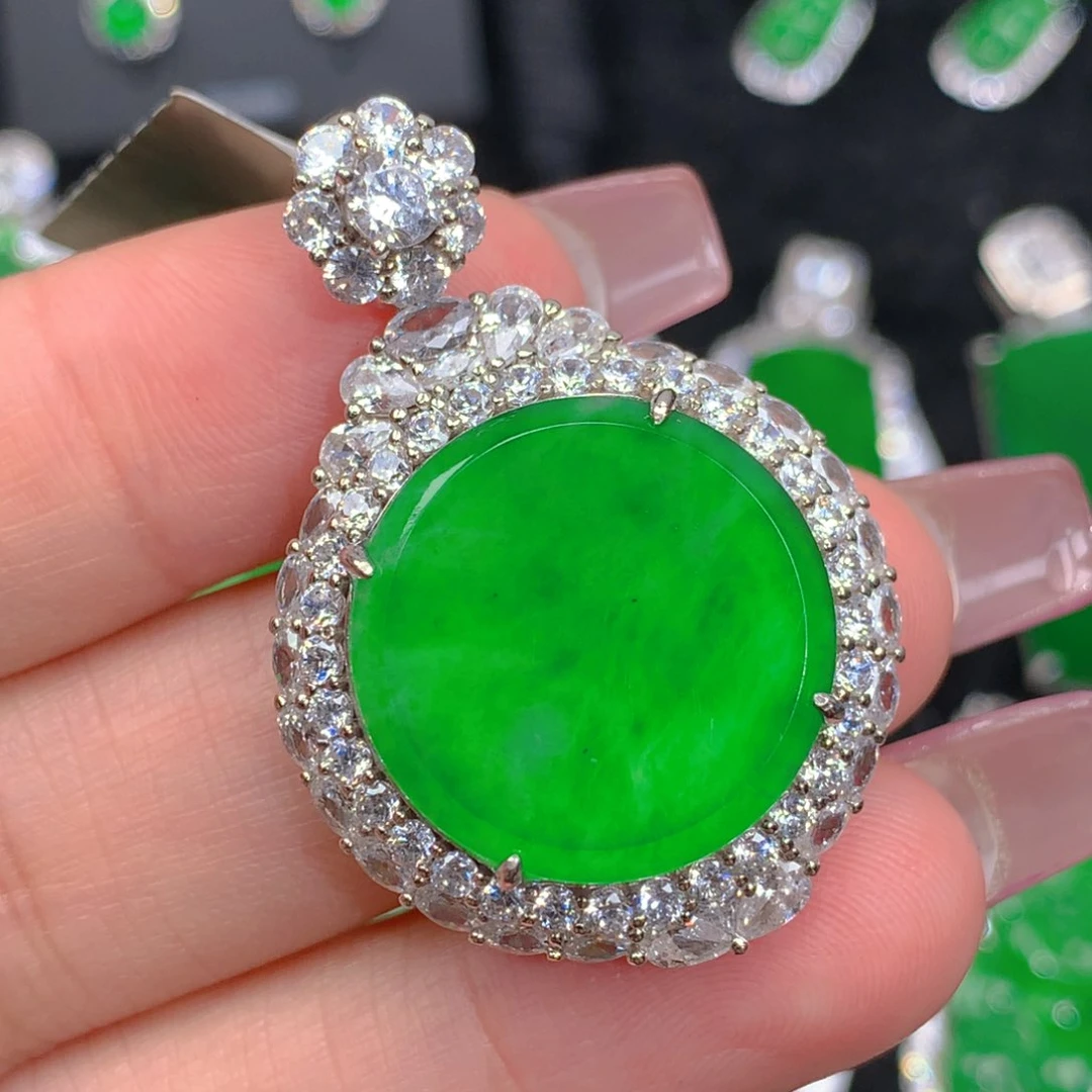 翡翠吊坠(不含链)银S925镶嵌