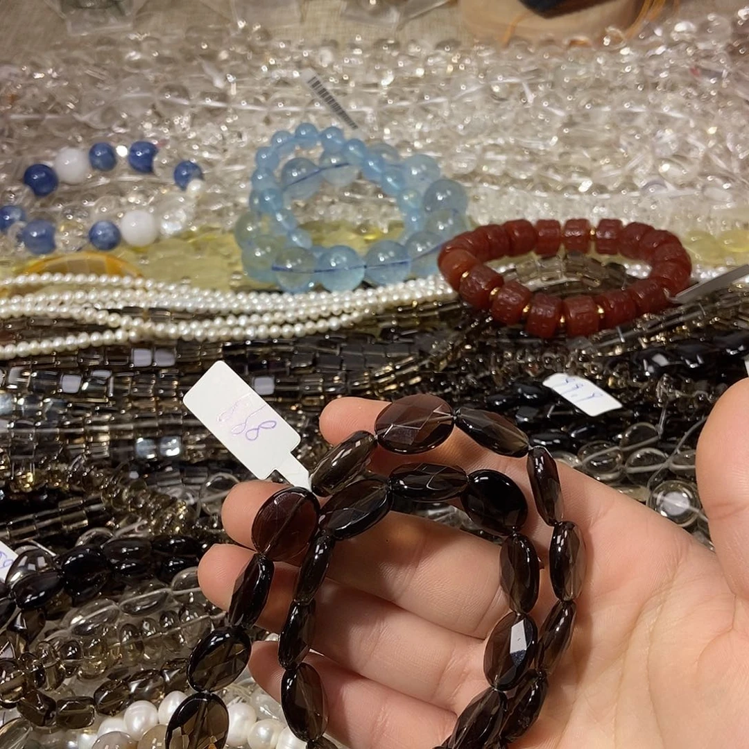 玛瑙/玉髓合金手链净体茶晶切面