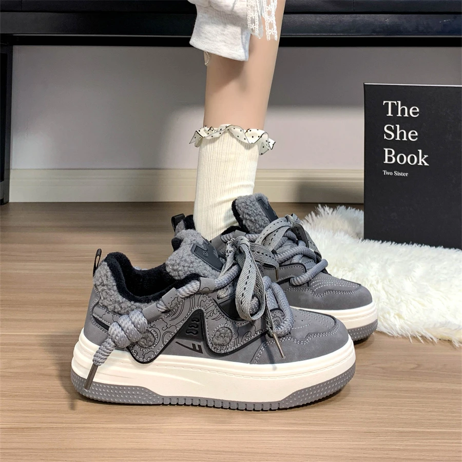 回力男女同款加绒保暖棉鞋女复古百搭厚底增高面包鞋原创国潮板鞋