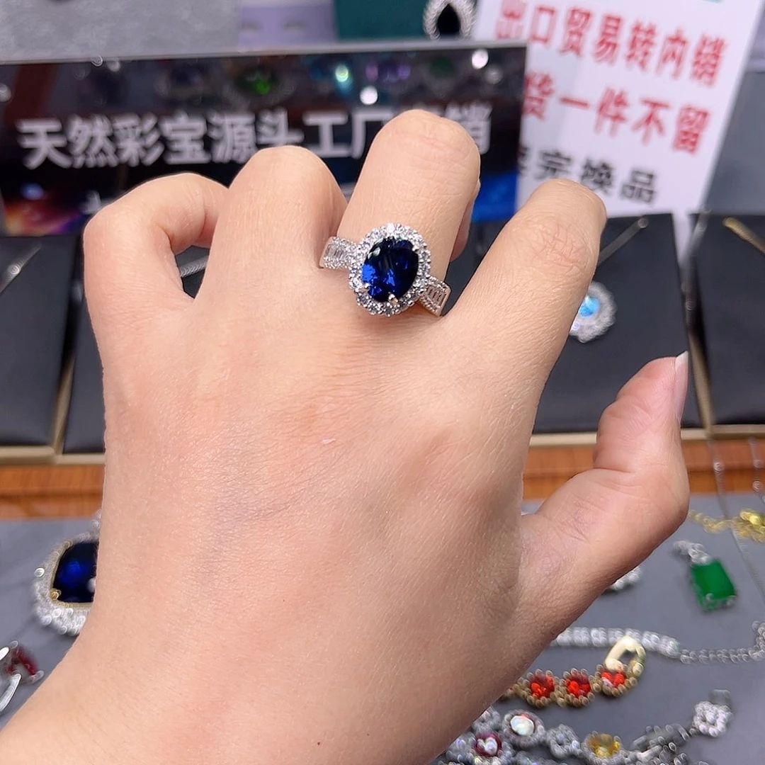 蓝宝石颈饰银S925镶嵌t 74