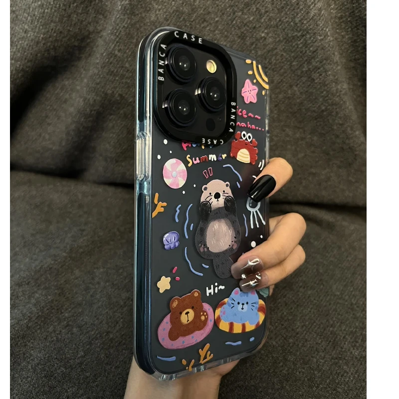 BANCAins水獭派对适用苹果16/15/14promax手机壳13透明12三合一11