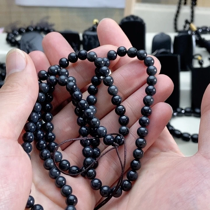 未镶嵌手链和田玉（墨玉）卡6项链108入门级