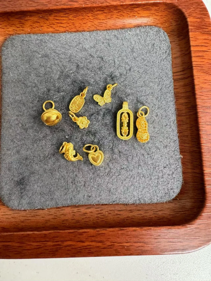 足金999 古法工艺金刚杵花生铃铛吊坠