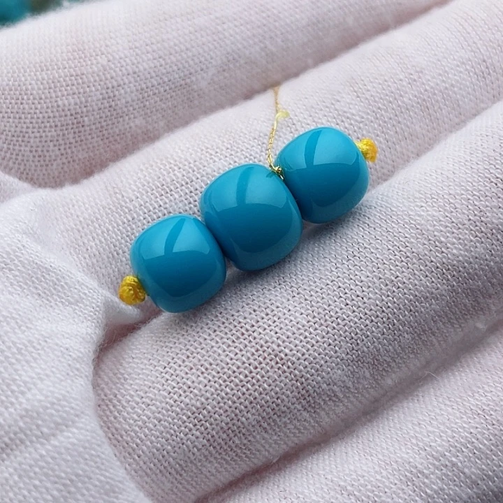 未镶嵌绿松石珠宝奇石顶珠9.6mm腰珠8.5mm