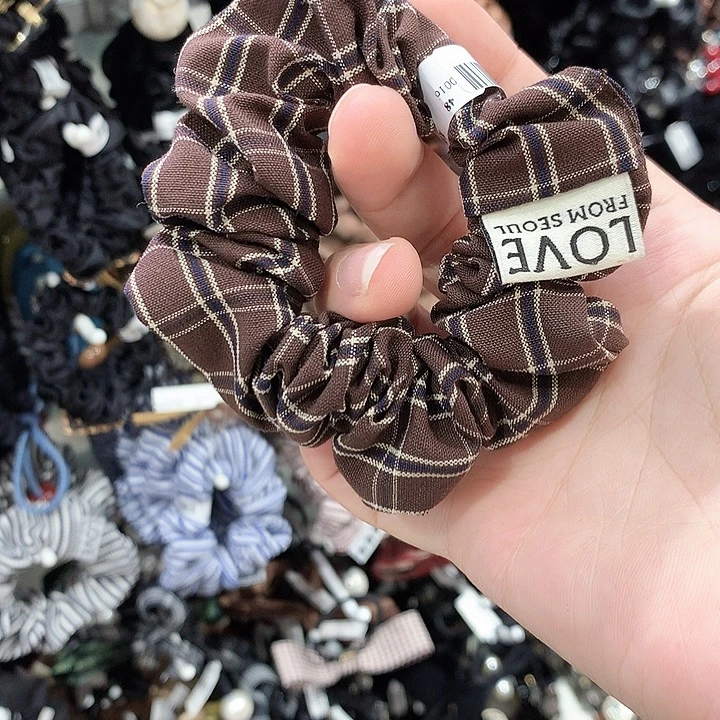 布艺非金属泡菜咖格子发圈