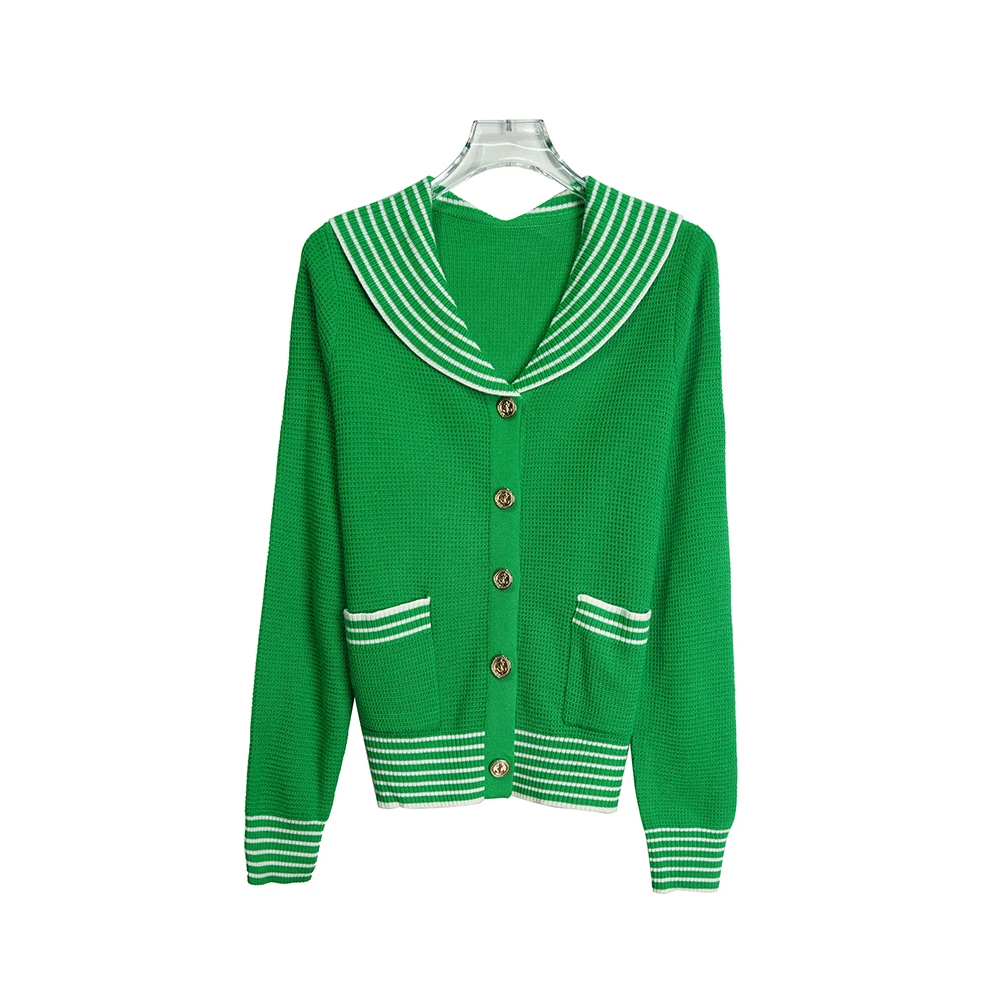 E2110【品牌撤柜】娃娃领高级重工简约百搭通勤洋气开衫3Q