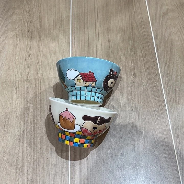 瓷小熊米饭碗可爱浮雕两个