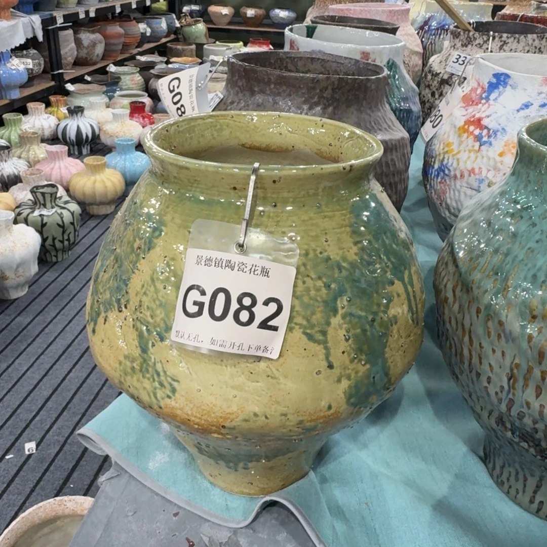 一***地摆件陶景德镇高温花瓶编码g082高33口17默认无孔