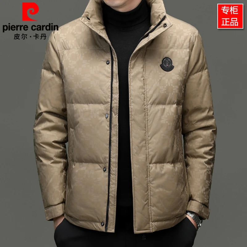 皮尔卡丹冬季男士新款加厚羽绒服轻奢短款白鸭绒保暖立领防寒外套
