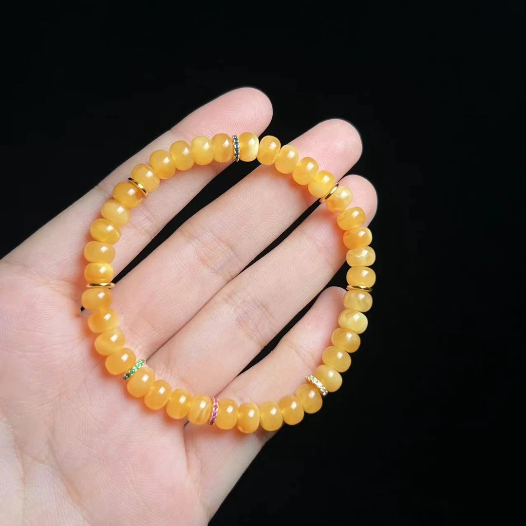 S925银镶蜜蜡手串（6mm）～BTH119