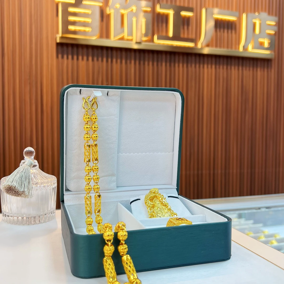 合金项链 2024款竹节镂空项链三件套（项链+吊牌+戒指）